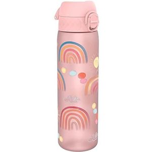 ION8 Drinkfles, 500 ml, lekvrij, gemakkelijk te openen, veilige vergrendeling, vaatwasmachinebestendig, BPA-vrij, draaggreep, past in bekerhouders, gemakkelijk te reinigen, regenboogpatroon