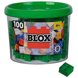 Simba 104114532 Blox 100 groene bouwstenen voor kinderen vanaf 3 jaar, 4 stenen, in doos, hoogwaardig, volledig compatibel met vele andere fabrikanten
