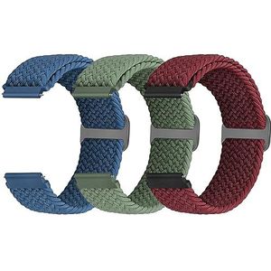 Yunshare 3 stuks elastische gevlochten nylon armbanden voor Samsung Galaxy/Garmin/Fossil/Amazfit/Huawei Watch nylon reservearmband voor dames en heren, nylon reservearmband voor dames en heren, 3