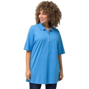 Ulla Popken Basic poloshirt voor dames, Blauw