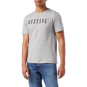 MUSTANG Alex C T-shirt voor heren met logo, Mid Grey Melange 4140