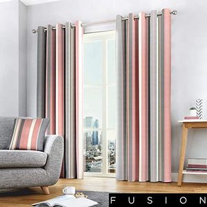 Fusion Whitworth Stripe Gordijnen met oogjes, 100% katoen, roze, 117 x 183 cm (B x H)