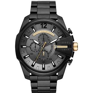 Diesel Mega Chief chronograaf horloge van roestvrij staal, zwart, voor heren, DZ4479, zwart, BraHardlineslet, zwart., Armband