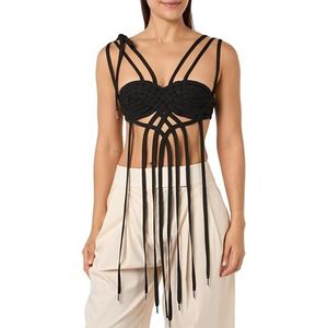 Pinko Troy Top Rubans Tressés Poinçonnés T-shirt Femme, Z99_Noir Limousine, M