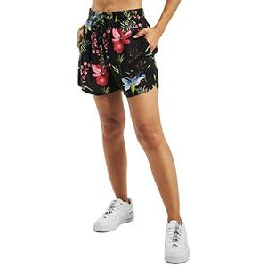 Urban Classics AOP korte damesshort met bloemenpatroon in vele kleuren, zwarte bloem