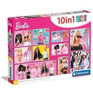 Clementoni Barbie Puzzel 10 in 1 - Supercolor, kinderpuzzel, gemaakt in Italië, meerkleurig - 20282