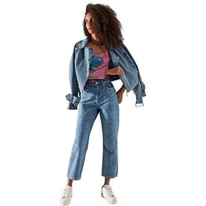 Trendyol Blauwe High Taille Dad Jeans, Blauw