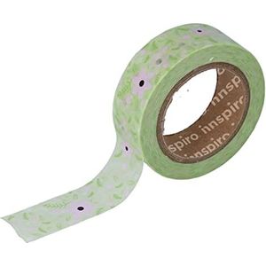 Masking Tape Washi-Tape groen en roze bloemen, 15 mm x 10 m, serie Tutti Frutti