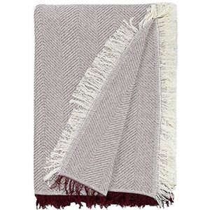Martina Home, multifunctionele sjaal, 80% katoen 20% polyester ecru/garnet, 130 x 180 cm