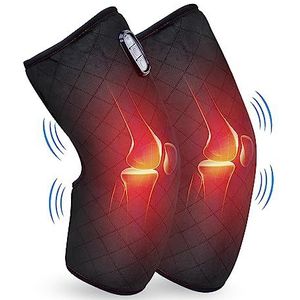 Comfier Trilling Kniemassageapparaat met warmte, instelbare grootte knie massageapparaat voor knieblessurekrampen gewrichtspijnverlichting kniebeschermers geschikt voor mannen en vrouwen, geschenken