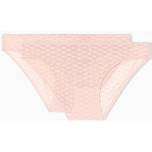 EMPORIO ARMANI Lot de 2 slips Allover Eagle MESH pour femme, rose, taille S, rose, S