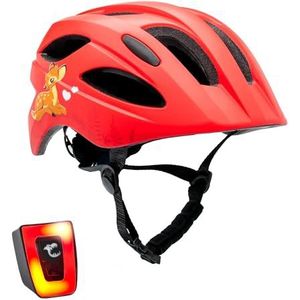 Crazy Safety Cool Fietshelm voor kinderen van 6 tot 12 jaar, voor fiets, skateboard, mountainbike, inlineskates, achterlicht, oplaadbaar via USB, licht, verstelbaar, 54-58 cm (rood)