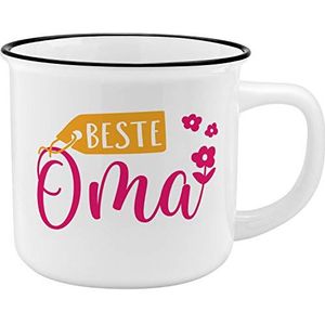 GRUSS & CO Mok motief ""Oma"" | New Bone China porselein emaillook 35 cl | oma cadeau | 45766