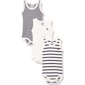 Petit Bateau T-shirt voor baby's en jongens, wit + blauw + wit