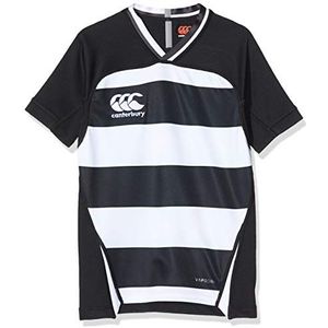 Canterbury of New Zealand Vapodri Evader jongens rugby shirt met hoepels, zwart/wit, maat 12 (L)