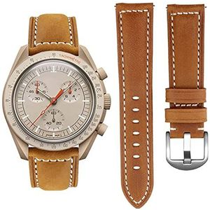 Stanchev 20 mm echt lederen horlogeband voor Omega x Swatch/MoonSwatch/Rolex/SEIKO/Speedmaster reserve-horlogeband