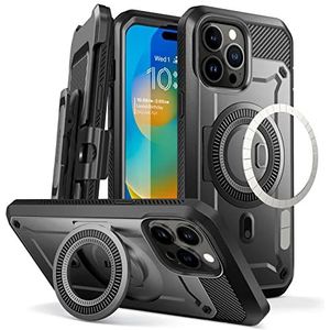 SupCase UB Pro Mag beschermhoes voor iPhone 14 Pro Max 2022 (6,7 inch), 360° beschermhoes met displaybescherming en standaard, compatibel met MagSafe (zwart)
