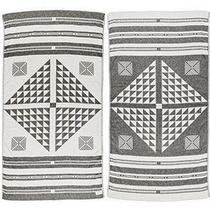 Bersuse 100% katoen, Aruba Turkse handdoek, badhanddoek, strandhanddoek, fouta peshtemal, geometrisch design, zwart