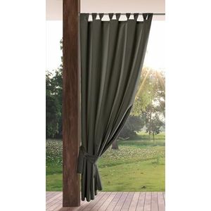 Eurofirany Garden Outdoorgordijn met lussen, afneembare lussen, zonwering, inkijkbescherming, winddicht, waterdicht, voor paviljoen, terras, pergola, 155 x 260 cm, grafiet