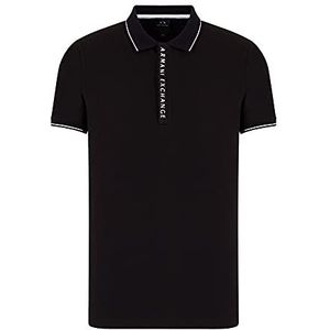 A|X ARMANI EXCHANGE Hidden Buttons Stretch Cotton Poloshirt voor heren, Zwart