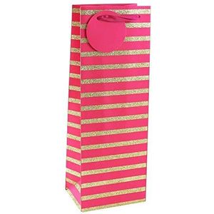 Clairefontaine 26667-4C - een geschenkzakje Excellia - flesformaat - afmetingen: 12,7 x 9 x 35,5 cm - 210 g - patroon: roze strepen en gouden pailletten - geschenkverpakking, fles
