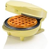 Bestron Mini-wafelijzer voor klassieke wafels, met antiaanbaklaag, voor kinderfeestjes, familiefeest, Pasen of kerst, retro design, 550 watt, kleur: geel