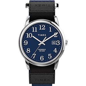 Timex Easy Reader horloge met datumvenster 35 mm, blauw, riem, Blauw, Riem