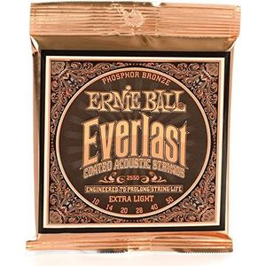 Ernie Ball Everlast fosforsnaren voor akoestische gitaar, extra licht, bronskleurig, sterkte 10 - 50