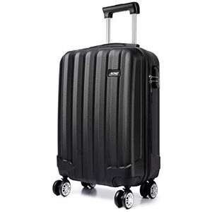 Kono Handbagagekoffer, licht, 55 x 35 x 20 cm, harde schaal, ABS, bagage met 4 wielen, draagtas op hand reiskoffers, zwart.