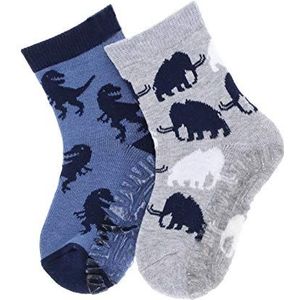 Sterntaler FLI Air DP Mammut+dino sokken voor pantoffels, lichtgrijs gemêleerd, 22 babymeisjes, grijs.