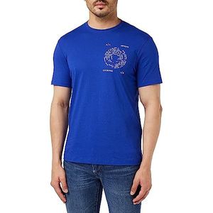 Armani Exchange T-shirt en coton Pima pour homme à motif logo rond Coupe droite, New Ultramarine, L