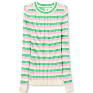 PIECES Pkcrista LS O-neck Knit Tw Noos Bc Sweatshirt voor meisjes, Iers groen/strepen: berkenroze begonia