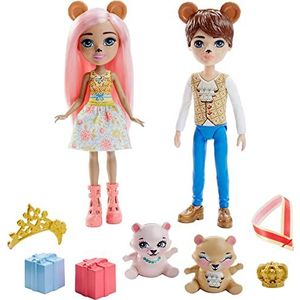 Enchantimals Royals Braylee en Bannon beer minipoppen met 2 dierfiguren en 2 accessoires, speelgoed voor kinderen, GYJ07