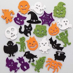 Baker Ross AX231 Halloween-stickers, glitter, schuimstof, 100 stuks, perfect voor kinderen om te versieren en te personaliseren voor posters