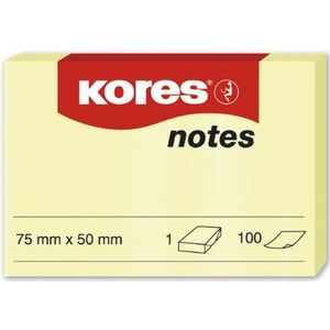 Kores - Geel zelfklevend notitieblok, 75 x 50 mm, 12 blokken à 100 vellen