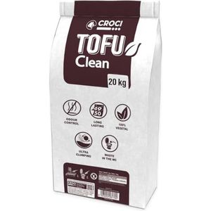 Croci Tofu Clean kattenbakvulling, 45 l/20 kg, klonterend, biologisch afbreekbaar, wordt in het toilet gegoten, 100% plantaardig, duurzaam, geurremmend zand, praktisch formaat