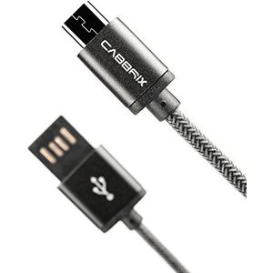 CABBRIX Micro-USB-kabel nylon 2 m micro-USB-kabel sync snellaadkabel sync oplaadkabel voor Android/Samsung Galaxy/HTC/Huawei/Sony/Nexus/Nokia/Kindle/PS4/Xbox Space Gray