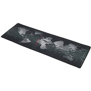 Grote Gaming Muismat - 88 x 30 CM - Bureau Mat Antislip grijs - Wereldkaart