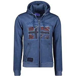 GEO NORWAY GOTZ Men Hoodie met capuchon en ritssluiting en capuchon, sweatshirt met logo voor heren, sweatshirt met capuchon en lange mouwen, sweatshirt, sport, casual, regular, Blauw