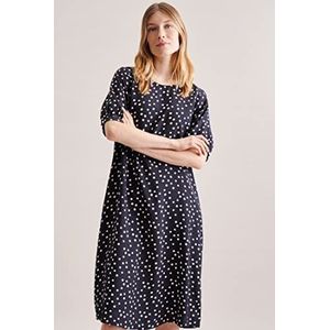 Seidensticker Robe Chemisier à Manches Courtes Coupe régulière Femme, Bleu Foncé, 44