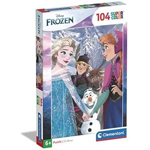 Clementoni - Disney Frozen 25742 Supercolor Frozen 104 stukjes kinderen 6 jaar, puzzel cartoons - Made in Italy, meerkleurig,