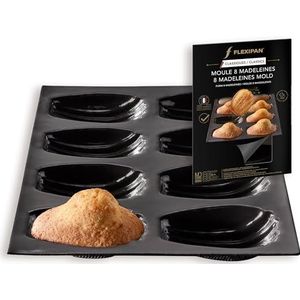 Flexipan bakvorm voor 8 Madeleines voor thuis, accessoires van siliconen, gebak, cake, koekjes, perfect koken, gemakkelijk uit de vorm te halen, royaal formaat, veelzijdig, rechthoekig, oven