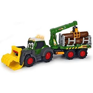 Dickie Toys 203819003 Happy Fendt Forester, Speelgoedgraafmachine Met Hanger, Mechanische Klauw Over Greep Te Bedienen, Boomstammen, Licht & Geluid, Incl. Batterijen, 65 Cm Lang, Groen