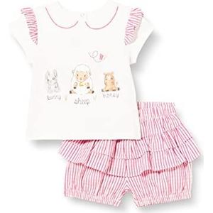 Chicco Completo per Bambina Con T-shirt A Maniche Corte e Shorts, 018, 62 cm Baby Jongens, Roze