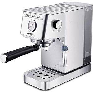 GRIFEMA GC3003, espresso- en cappuccino-koffiezetapparaat, koffiezetapparaat 1350 W, automatische espressomachine (breedte: 145 mm), stoommondstuk, 20 bar, aluminiumlegering, zilver, exclusief van