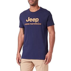 Jeep Heren T-shirt, Deep Blue/Sun Orange, S, Deep Blue/Sun Orange