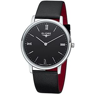 Elysee ultradun horloge, zwart/zwart, Riem