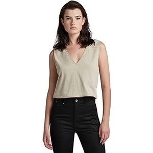 G-STAR RAW Boxy Cropped Graphic Vest T-shirt voor dames, Beige (Spray Green C336-d606)