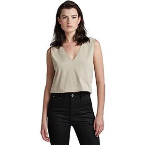 G-STAR RAW Boxy Cropped Graphic Vest T-shirt voor dames, beige (Spray Green C336-d606)