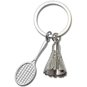 IXCVBNGHS Badminton en creatief rackets, mini-sleutelhanger voor sportsimulatie en prachtige hanger, zilverkleurig, maat S